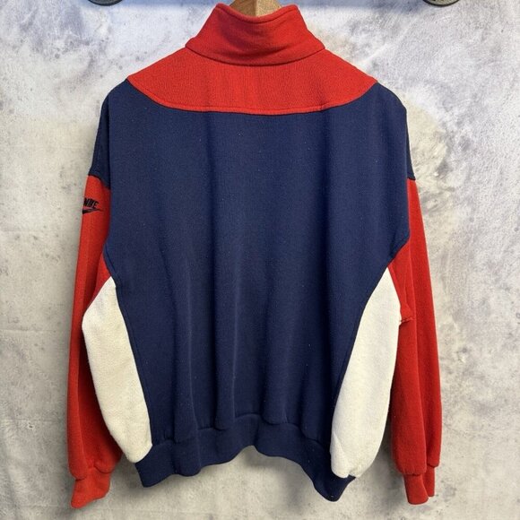 Vintage 80s Nike Sweatshirt Mens Large Red Full Zip Fleece Sportswear - Picture 2 of 16